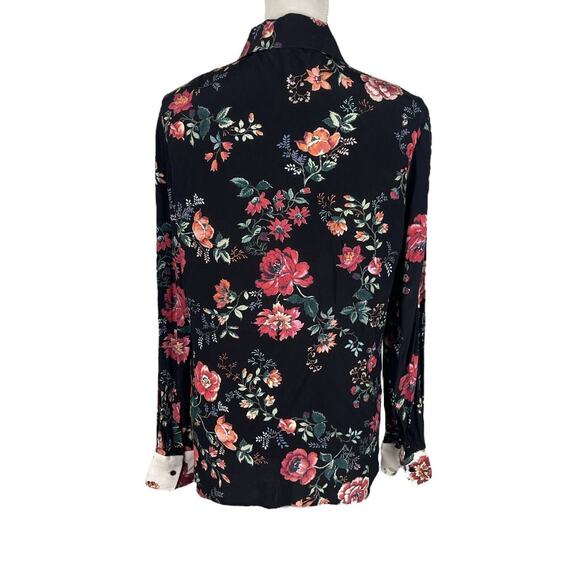 Maje Printed Ciller Two-Tone Floral Shirt Button Up Blouse Size 2 or Medium - Picture 6 of 11